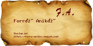 Forró Anikó névjegykártya