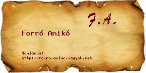 Forró Anikó névjegykártya